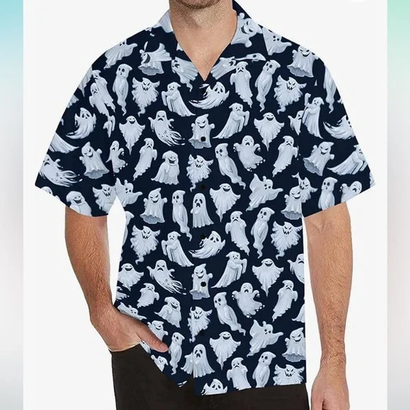 NWOT YOIMIRA man’s Halloween pattern short sleeve shirt. 3XL - Picture 1 of 8